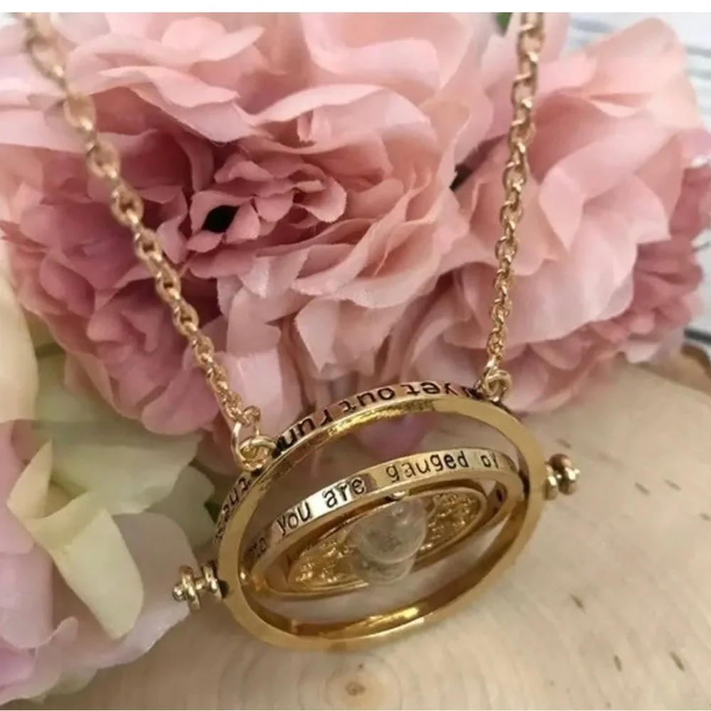 Harry Potter Gold Time Turner Sand Glass Pendant Necklace